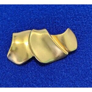 Flowing Satin Gold Tone Ribbon Brooch